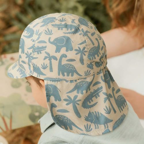 Baby Boys Girls Sun Hat 100% Cotton Flap Hat,Toddler Kids Hats with Neck Protection,Summer Essentials for Baby - color: Olive Drab Dinosaur, size: 6-12 Months