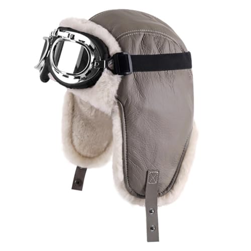 Lifup Trapper Hat for Men Aviator Hat with Goggles Hunting Cap - color: Grey