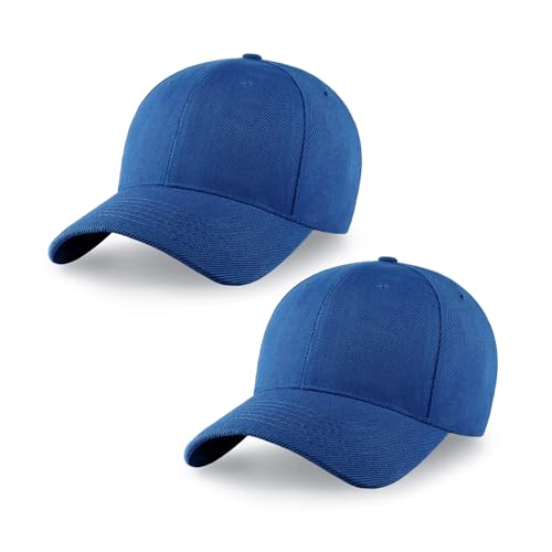 2-Pack Classic Structured Baseball Cap Adjustable Snapback Ball Caps - color: Royal