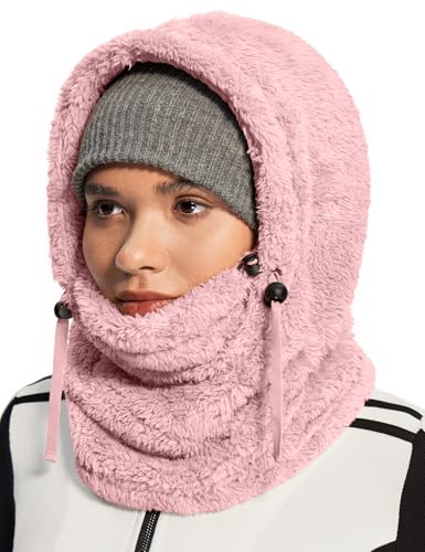 IUGA Ski Mask Balaclava for Men & Women Windproof Fleece Winter Face Mask - color: Pink