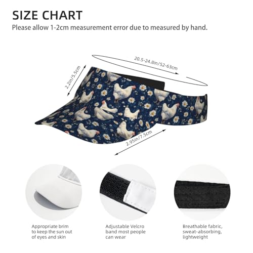 Unisex Adjustable Sports Sun Visor - color: Chickens