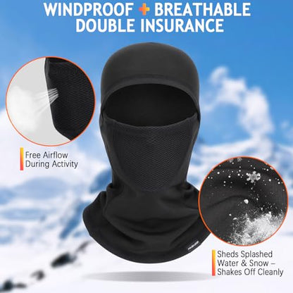 HASAGEI Ski Mask,Balaclava Face Mask for Men&Women,Winter Windproof and Warm,UV Protection Mask,Motorcycle Snowboard&Riding - color: Black*2