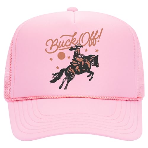 Buck Off! Trucker Hat | Vintage Cowboy Cowgirl Western Funny | Premium Mesh Foam Snapback Hat for Men & Women - color: Pink