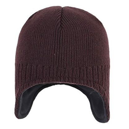 Connectyle Men's Knit Winter Hat with Ear Flaps Fleece Lined Beanie Warm Knitted Skull Cap Beanies Watch Hat - color: Coffee