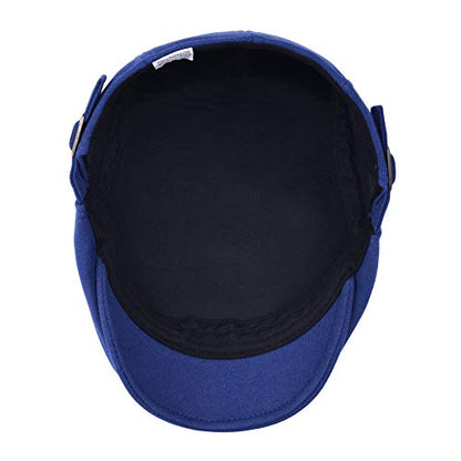 VOBOOM Men Newsboy Cap Cotton Flat Ivy Gatsby Driving Hat - color: Royal Blue