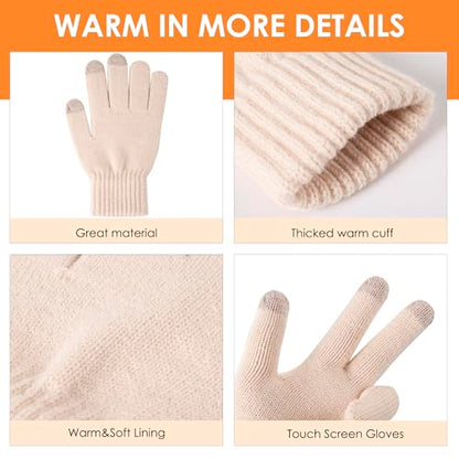 Womens Winter Beanie Warm Hat Touchscreen Gloves Set with Fleece Lined Skull Caps Gifts for Women Men - color: Wine Red