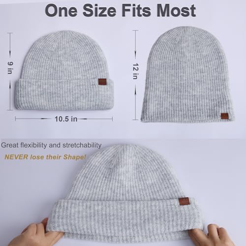 Large Slouchy Winter Hat for Cold Weather, Warm Loose Slouch and Cuffed Beanie Hats for Women Men - color: Grey