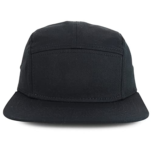 Armycrew 5 Panel Structured Firm Front Camper Snapback Cap - color: Black