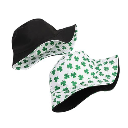 Unisex Print Bucket Hat Sun Hat for Women Men,Reversible Cotton Summer Beach Hat Fisherman Hat - color: Green