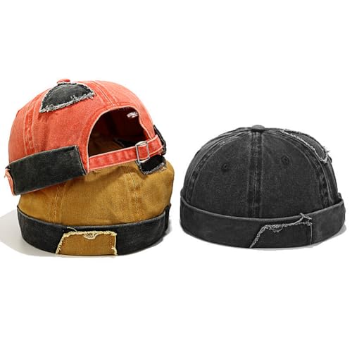 Men Dome Brimless Hats Sailor Docker Beanie Cap Hip Hop Skull Caps - color: Denim Black