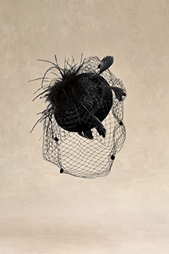 BABEYOND Fascinators Hats for Women Tea Party Pillbox Derby Wedding Hat - color: Black