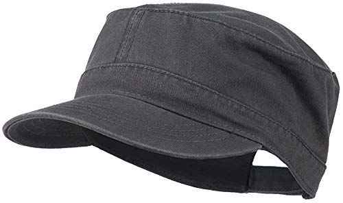 Ashen Fane Superior Garment Washed Cotton Twill Adjustable Army Cap - color: Charcoal Gray