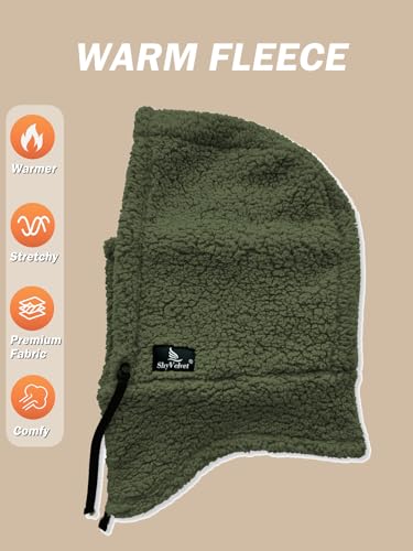 Shy Velvet Sherpa Hood Balaclava Wind-Resistant Ski Mask for Men and Women - color: Olive Green