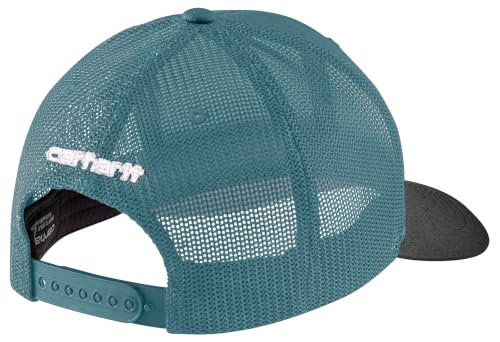 Carhartt Men's Rugged Flex Twill Mesh-Back Logo Patch Cap - color: Harbor Teal/Black