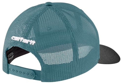 Carhartt Men's Rugged Flex Twill Mesh-Back Logo Patch Cap - color: Harbor Teal/Black