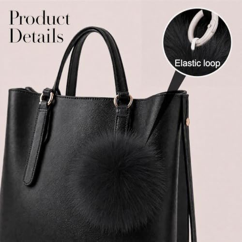 Fzxdfg 6Pieces Faux Furry Pom Pom Ball with Elastic Loop DIY Faux Fur Fluffy Ball for Hats Bags Key Chains Accessories 3.9inch/10CM (Black) - color: Black