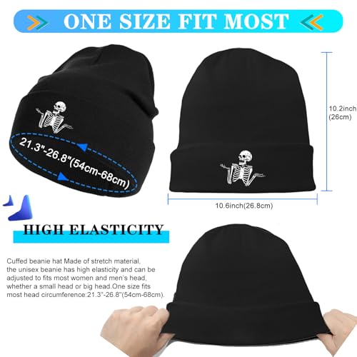 Black Knit Beanie Hat for Men Bear Classic Adult Beanie Cap Winter Warm Knitted Hat for Men Women Skull Hip Hop Cap for Men - color: Skeleton