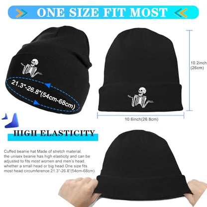 Black Knit Beanie Hat for Men Bear Classic Adult Beanie Cap Winter Warm Knitted Hat for Men Women Skull Hip Hop Cap for Men - color: Skeleton
