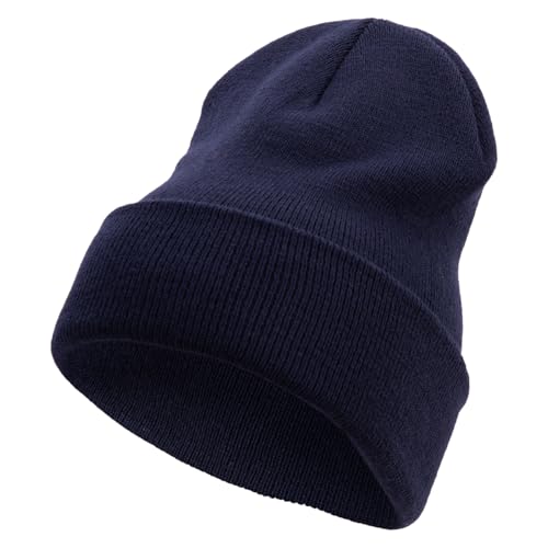 e4Hats.com 12 inch Cuffed Knit Long Beanie - color: Navy