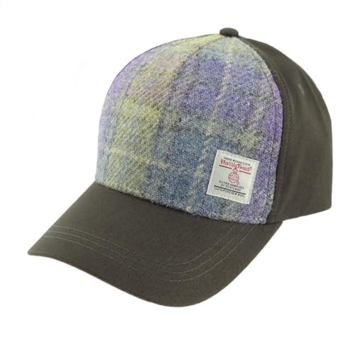 Tartan Baseball Cap in Harris Tweed by Glen Appin Of Scotland Limited - color: Lilac & Lime Green Tartan