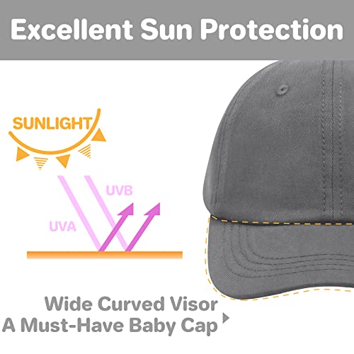 qikqik Baby Baseball Cap Toddler Baseball Hat Baby Ball Cap Toddler Hats for Boys Girls Cotton Infant Caps Kids Trucker Hat - color: Grey, size: 2-6 Years