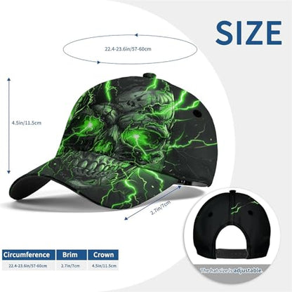 Lightweight Sweat Wicking All Over Print Baseball Cap Bold Graphic Sports Cap for Running, Gym - color: Lightning Skeleton