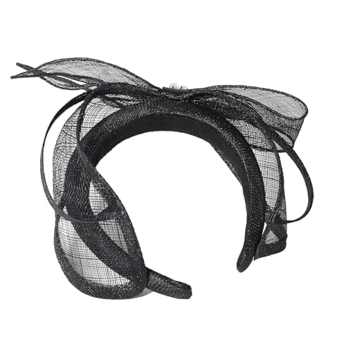 Women's Fascinators Hats Wedding Sinamay Headband Church Cocktail Dresses Headwear Tea Party Hat Accessories - color: A Black