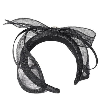 Women's Fascinators Hats Wedding Sinamay Headband Church Cocktail Dresses Headwear Tea Party Hat Accessories - color: A Black