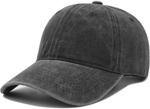 Unisex Washed Cotton Baseball Cap Casual Vintage Dad Hat - color: Black