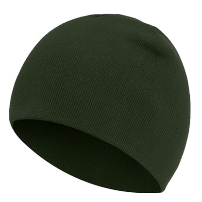 100% Cotton Beanie Hat for Men Women Cuffless Warm Winter Hats - color: 1pcs-olive Green