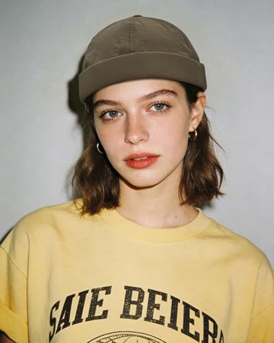 CLAPE Lightweight Breathable Brimless Cap Street Casual Versatile Summer Quick Dry Docker Cap No Brim Sailor Cap Leon Cap - color: Ct81-coffee