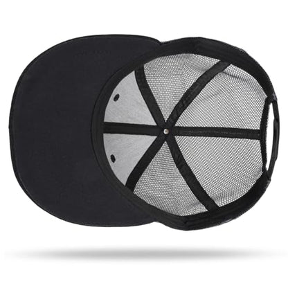 Christian Hats for Men Women - Cross Faith Flat Snapcback Hats - Religious Gifts for Thanksgiving Christmas - color: Black Mesh/White Cross