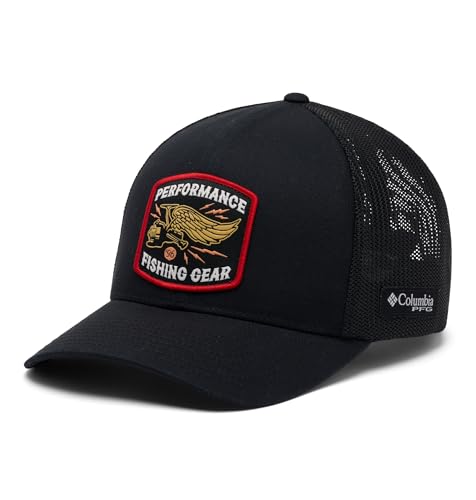 Columbia Unisex PFG Patch Mesh Ball Cap - color: Black/Spin Flyer, size: Small-Medium