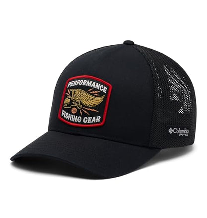 Columbia Unisex PFG Patch Mesh Ball Cap - color: Black/Spin Flyer, size: Large-X-Large