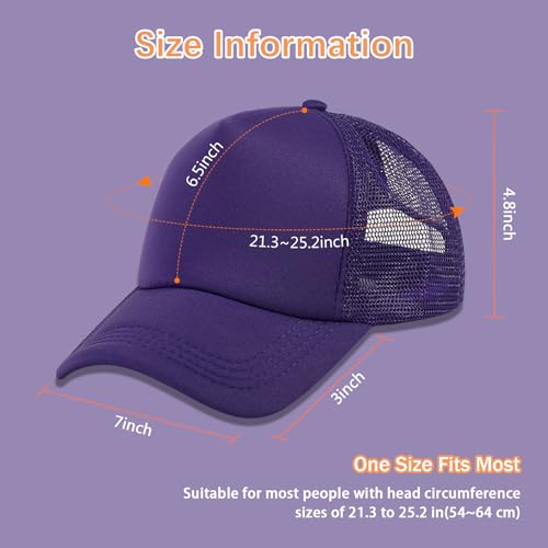 OKBA 5 Pack Sublimation Blank Baseball Cap Adjustable Hat Polyester Mesh Trucker Hats for Men and Women - color: 5pcs*purple Hat