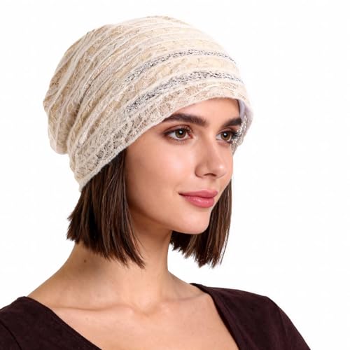 Crochet Slouchy Beanie Hat Turbans Headware for Women - color: Bea17 - Beige
