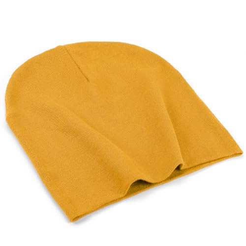 ROYBENS Thin 100% Cotton Beanie for Men Women Lightweight Slouchy Chemo Hat - color: 1pcs- Yellow
