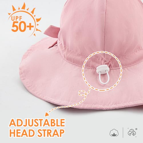 BAVST Baby Sun Hat Girls Floppy Bucket Hat Summer Toddler Outdoor Cap for Swim Beach - color: Pink, size: 3-6 Months
