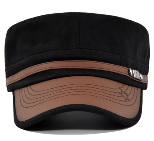 Initlove Military Hat Cadet Army Cap Flat Top Hats for Men Women - color: Black