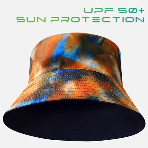 UPF 50+ Reversible Sun Hat - color: Navy/Colorful Red and Blue, size: Medium
