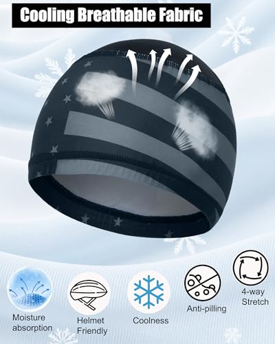 Cooling Skull Caps Helmet Liner Hard Hat Sweat Liner Motorcycle Cycling Cap - color: 3pcs Flag Style