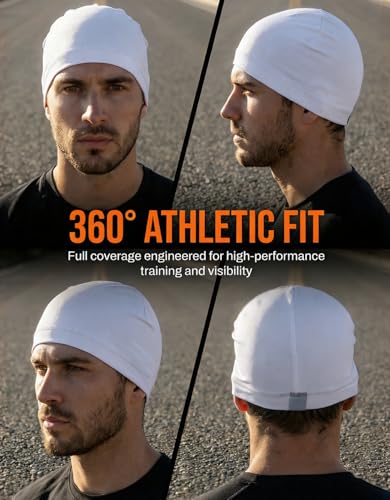 Sweat Wicking Skull Caps Cooling Helmet Liner Hat Running Beanie Cycling Skullcap Sleeping Cap for Men Women - color: Black, White, Neon Yellow, Orange