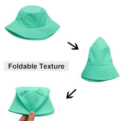 Wheebo Solid Color Bucket Hat for Women Summer Beach Fishmen Hat for Lady Adult Unisex Cotton Cap…… - color: A-sc-turquoise