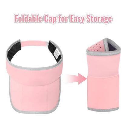 Foldable Sports Sun Visor Hat - Adjustable Running Golf Tennis Cap with Mesh&Reflective Design, Quick Drying for Men & Women - color: Pink/Reflective