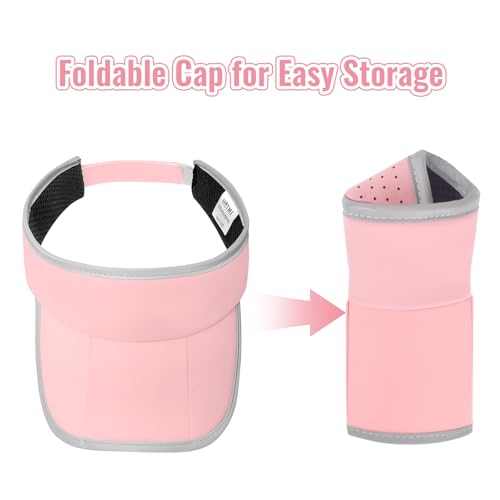 Foldable Sports Sun Visor Hat - Adjustable Running Golf Tennis Cap with Mesh&Reflective Design, Quick Drying for Men & Women - color: Pink/Reflective