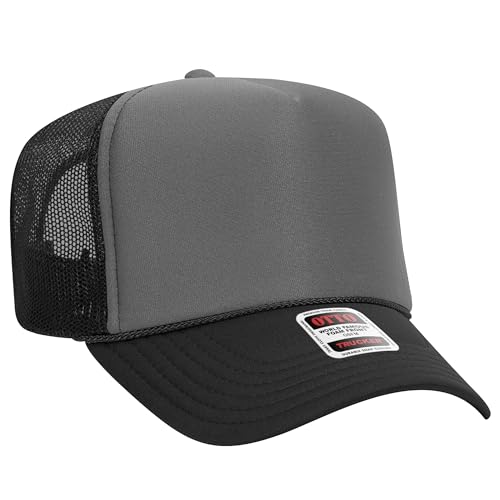 BROTHER TRUCKERS The World's Greatest Polyester Trucker Hat Blank in 73+ Colors - Wholesale Snapback Hat - color: Blk/Ch.gry/Blk