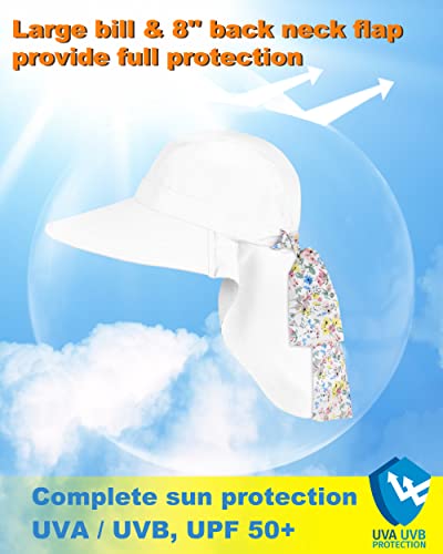 Tirrina Women's Sun Hat Wide Brim, UV Protection Sun Hats for Women - color: #White
