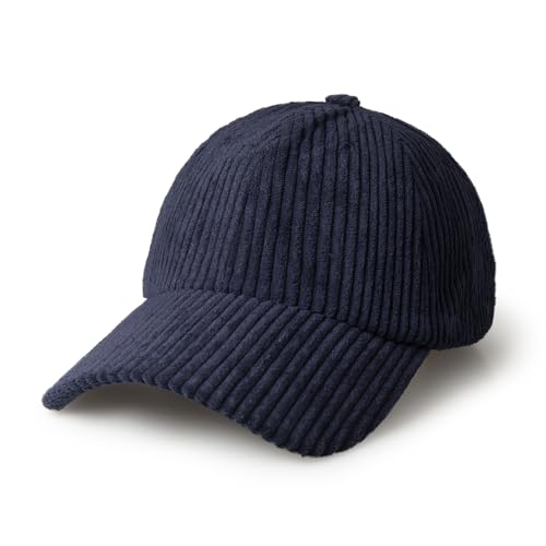 CHOK.LIDS Corduroy Baseball Cap Dad Hat Adjustable Polo Style Curved Brim - color: Midnight Blue