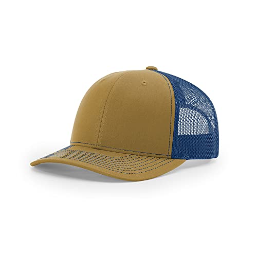 Richardson 112 Classic Six-Panel Adjustable Snapback Trucker Cap - color: Biscuit/True Blue