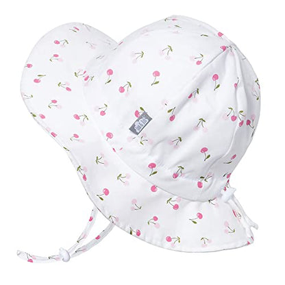 JAN & JUL 50+ UPF Cotton Sun Hat with Wide Brim for Toddler Girls - color: Cherries, size: 2-5T